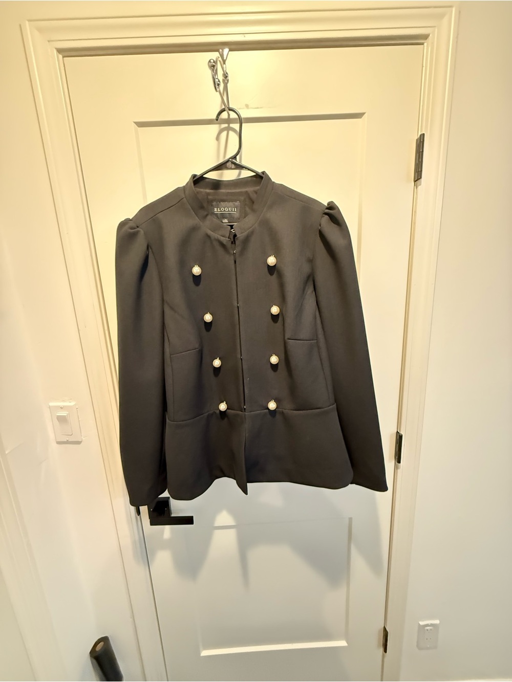 Eloquii Black Pearl Button Blazer Jacket